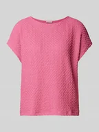 Koszulki i topy damskie - T-shirt w jednolitym kolorze z fakturowanym wzorem - miniaturka - grafika 1