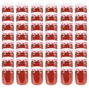 Pojemniki kuchenne - vidaXL vidaXL Szklane słoiki na dżem, biało-czerwone pokrywki, 48 szt, 230 ml - miniaturka - grafika 1