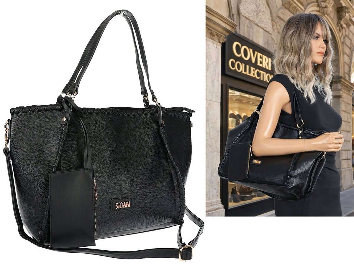 Torebka Damska A4 łódka Shopper Torba na Ramię Listonoszka CC6692 Czarna