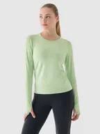 Koszulki sportowe damskie - Damski longsleeve do biegania 4F 4FWAW24TFLOF249 - zielony - miniaturka - grafika 1