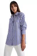 Koszule damskie - DeFacto Koszula damska z tkaniny bawełnianej z długimi rękawami, niebieski, L - miniaturka - grafika 1