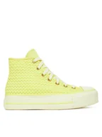 Trampki damskie - Converse Trampki Chuck Taylor All Star Lift Platform Knit A14967C Żółty - miniaturka - grafika 1
