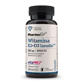 Witaminy i minerały - Pharmovit K2 + D3 lanolin 200 g/4000IU 60 kaps C4FB-149E7 - miniaturka - grafika 1