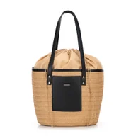 Torebki damskie - Pleciony koszyk z papierowej słomy beżowo - czarny - miniaturka - grafika 1