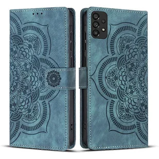 (Nowość) Etui na telefon z wytłoczonej mandali w stylu retro z matowej skóry Niebieski For Samsung Galaxy A53 5G - Etui i futerały do telefonów - miniaturka - grafika 1