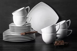 Zestaw kawowy, 6 os. (18 el) CARLINA biały / 19x19/14x14/200 / porcelana - Serwisy do kawy i herbaty - miniaturka - grafika 1