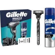 Maszynki do golenia i wkłady - Gillette Mach3 Charcoal zestaw maszynka do golenia Mach3 Charcoal 1 szt. + żel do golenia Series Shave Gel Cleansing With Charcoal 200 ml dla mężczyzn - miniaturka - grafika 1