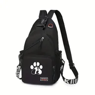 Torebki damskie - TEMU Torba crossbody o dużej pojemności z nadrukiem psiej łapy, z regulowanym paskiem, lekka i składana, w kolorze czarnym, idealna na podróże, do - miniaturka - grafika 1