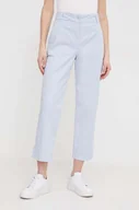 Spodnie damskie - Tommy Hilfiger spodnie damskie kolor niebieski proste high waist - miniaturka - grafika 1