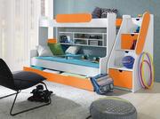 Łóżka dla dzieci i młodzieży - Łóżko wielofunkcyjne REESE 200x120 białe/pomarańczowe - miniaturka - grafika 1