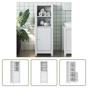 Szafki łazienkowe - The Living Store Szafka łazienkowa BERG biała 40x34x110 cm lite drewno sosnowe - miniaturka - grafika 1