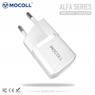 Ładowarka Sieciowa SZYBKA Mocoll USB typ C uniwersalna 3000 mA 5V Biała - Ładowarki do telefonów - miniaturka - grafika 1