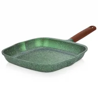 Zestawy garnków i patelni - Patelnia grillowa granitowa do grillowania omega 28 cm kod: O-10-255-020 - miniaturka - grafika 1