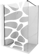 Ścianki i drzwi prysznicowe - Mexen Kioto ścianka prysznicowa 130 x 200 cm, transparent/biały wzór 8 mm, czarna - 800-130-101-70-97 - miniaturka - grafika 1