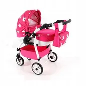 Wózki dla lalek - Wózek Lalkowy Dla Dziecka Dla Lalek Adbor LILI Sport Głęboki Róż Jednorożce - miniaturka - grafika 1