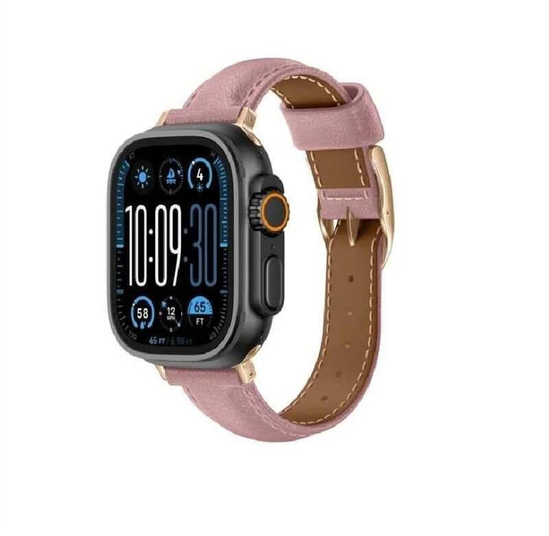 Skórzany pasek AMAZINGTHING Class Band do Apple Watch 45 / 46 / 49 mm - różowy