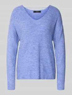 Sweter z dzianiny o kroju regular fit z dekoltem w serek model ‘CREWLEFILE’ - Swetry damskie - miniaturka - grafika 1