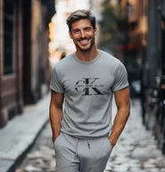 Koszulki męskie - Koszulka męska CALVIN KLEIN , SZARA NA PREZENT MIKOŁAJKOWY ROZMIAR M - miniaturka - grafika 1