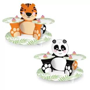 Patera na babeczki ciastka zwierzątka Safari zoo 30x44cm - Dekoracje i nakrycia stołu na imprezę - miniaturka - grafika 1