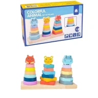 Zabawki interaktywne dla dzieci - Piramidka Edukacyjna z Kolorowymi Zwierzątkami - miniaturka - grafika 1