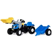Jeździki dla dzieci - Rolly Toys rollyKid Traktor New Holland z łyżką i przyczepą - miniaturka - grafika 1
