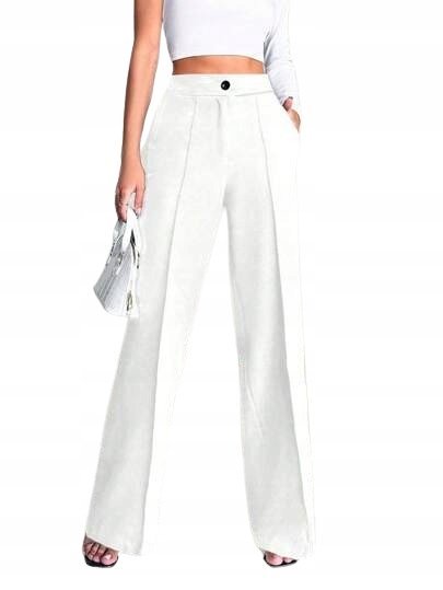 SHEIN DAMSKIE SPODNIE BIAŁE ELEGANCKIE GŁADKIE M 1HB