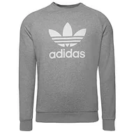 Bluzy męskie - adidas Bluza męska Adicolor Trefoil Crew Neck, Medium Grey Heather-white (H06650), XXL - miniaturka - grafika 1