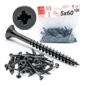 Wkręty - Wkręty do drewna uniwersalne czarne 5x60mm 100szt. - miniaturka - grafika 1