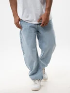 Spodnie męskie - SPODNIE JEANSOWE SUPER BAGGY CARGO Męskie Sprane Jasne Niebieskie Jigga XL - miniaturka - grafika 1