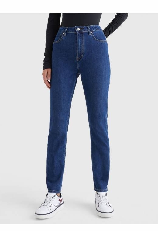 TOMMY HILFIGER JEANSY DAMSKIE RURKI NIEBIESKIE WYSOKI STAN 26/30 6EA
