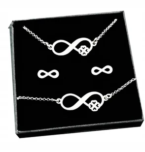 KOMPLET SREBRNY 925 infinity koniczynka + GRAWER - Zestawy biżuterii dla kobiet - miniaturka - grafika 1