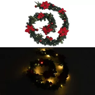 vidaXL Świąteczna girlanda z lampkami LED zielona 2,7 m PVC 320972 - Ozdoby bożonarodzeniowe - miniaturka - grafika 1