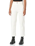 Spodnie damskie - Love Moschino Cropped Garment Dyed Twill z Black Shiny Back Tag Damskie spodnie swobodne, Krem, 34 - miniaturka - grafika 1