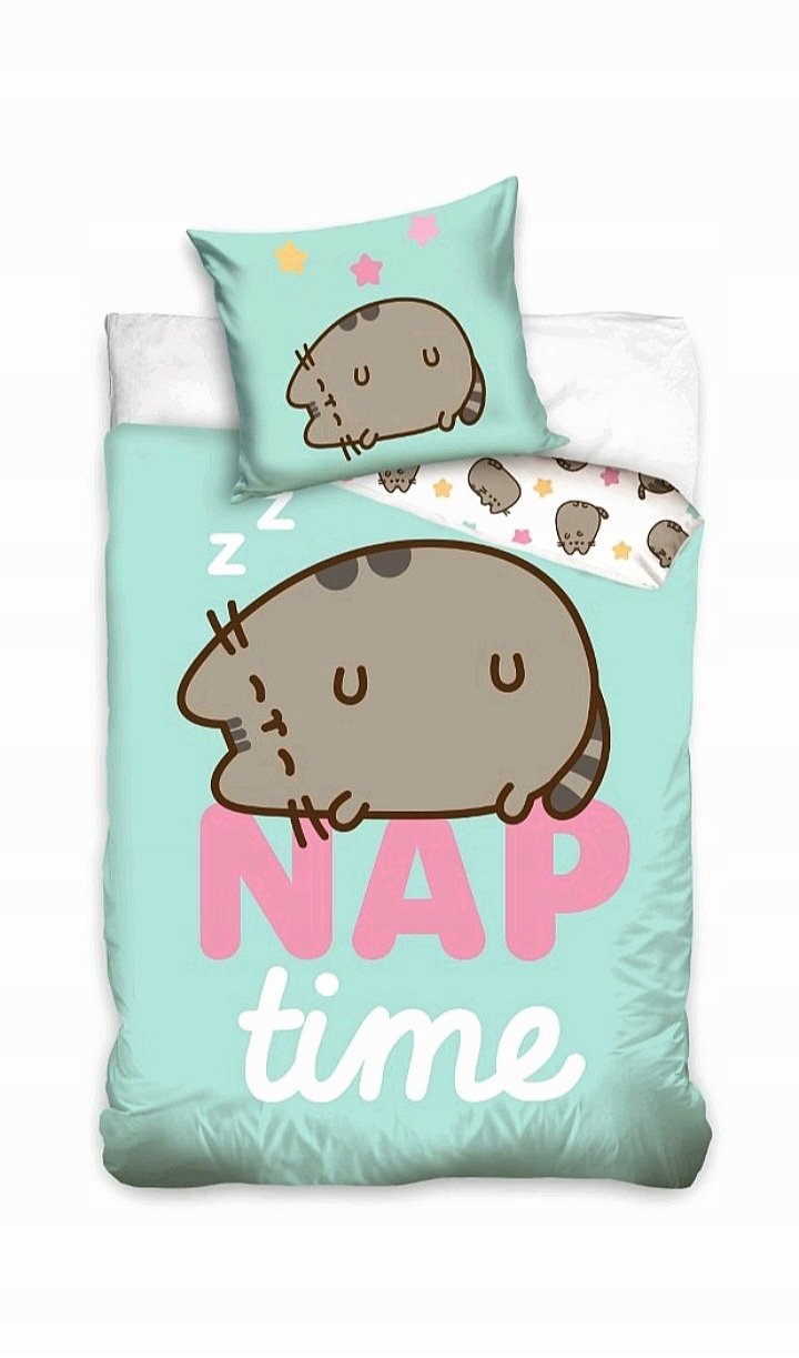 Pościel Dziecięca 140x200cm Pusheen Zielona Kotka Puszin Nap Time Śpioszek