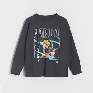 Koszulki dla chłopców - Reserved - Longsleeve oversize Naruto - Szary - grafika 1