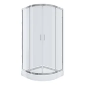 Kabiny prysznicowe - Kabina prysznicowa NAMELESS Durasan 90x90 chrom półokrągła z brodzikiem zestaw 1szt. - miniaturka - grafika 1