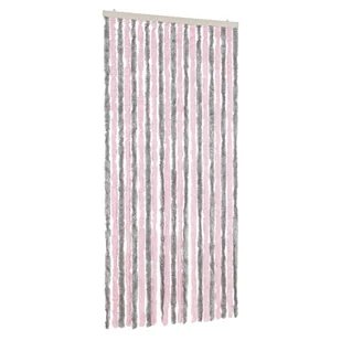 vidaXL Szenilowa zasłona Fly srebrno-szaro-różowa 90x220 cm - Zasłony - miniaturka - grafika 1