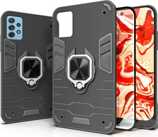 Hello Case ETUI PANCERNE DO SAMSUNG GALAXY A72 CZARNE OBUDOWA ARMOR HOLDER RING SZKŁO - Etui i futerały do telefonów - miniaturka - grafika 1