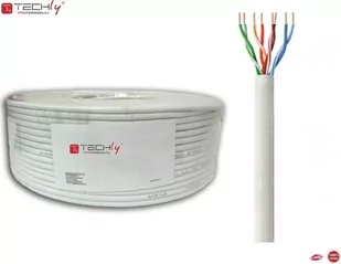 Techly Kabel Instalacyjny Techly Skrętka U/UTP LSZH/LSOH 4x2 Cat6 Drut 100m 100% miedzi Szara - Kable miedziane - miniaturka - grafika 1
