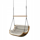 Huśtawki - 4iQ Podwójny Wieszany Fotel Alpha Beżowy Poprzeczka - miniaturka - grafika 1
