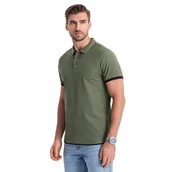 Koszulki męskie - Koszulka męska polo bawełniana oliwkowa Ombre V6 OM-POSS-0113 rozmiar S - miniaturka - grafika 1