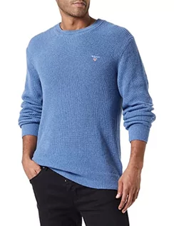 Swetry męskie - GANT sweter męski, Denim Blue Mel, M - grafika 1