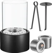 Akcesoria kominkowe - Tectake Biokominek stołowy Damine na bioetanol, żaroodporny, 2 komory spalania - czarny - miniaturka - grafika 1