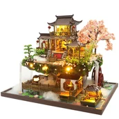 Zabawki kreatywne - Składany miniaturowy model DIY Drewno LED - Wodospady białego obłoku - miniaturka - grafika 1