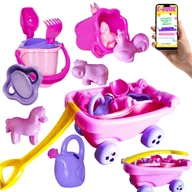 Zabawki do piasku - ZESTAW ZABAWEK DO PIASKOWNICY DO OGRODU WÓZEK TACZKA Z RĄCZKĄ + FOREMKI PREZENT DLA DZIECI + EBOOK - miniaturka - grafika 1