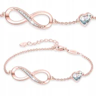 Bransoletki - Bransoletka Pozłacana Białe Serce z Nieskończonością Kryształki SREBRO 925 - miniaturka - grafika 1