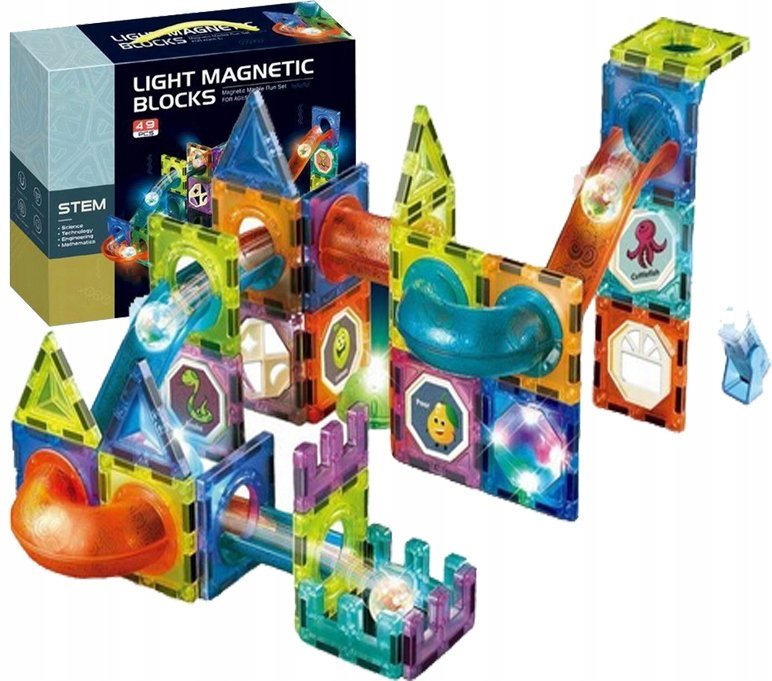 KLOCKI MAGNETYCZNE 49el KULODROM TOR KULKOWY UKŁADANKA 2300