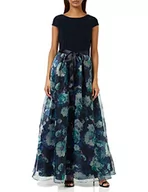 Sukienki - Gina Bacconi Damska sukienka maxi z organzy i dżerseju, z satynowym wiązaniem, kokardą, koktajl, Granatowy/wielokolorowy, 46 - miniaturka - grafika 1