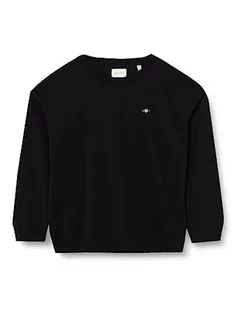 Bluzy damskie - GANT Damska bluza REL Shield C-Neck Sweat, czarna, standardowa, czarny - grafika 1
