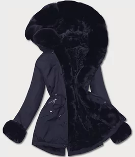 KRÓTKA PARKA ZIMOWA NA FUTERKU GRANATOWA (16M9062-215) - J STYLE - Kurtki damskie - miniaturka - grafika 1